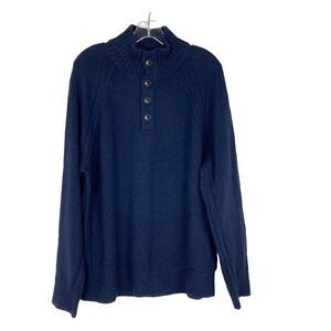 Banana Republic Men’s High Neck Sweater Size L Navy Blue Wool Blend Stretch